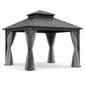 Gartenpavillon Metall mit Vorhängen Anthrazit 3x4m