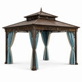 Pavillon aus Aluminium mit blauen Polyester-Vorhängen