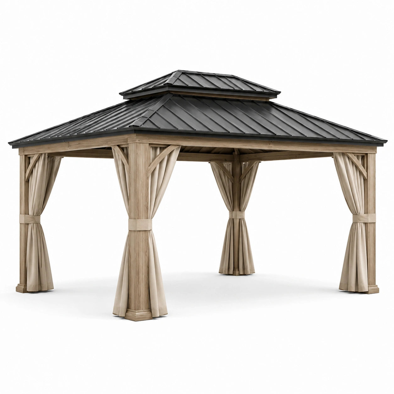 Gartenpavillon Holzoptik mit Aluminium-Dach 300x400 cm