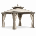 Pavillon Metallrahmen Polyesterstoff Beige 3x4m