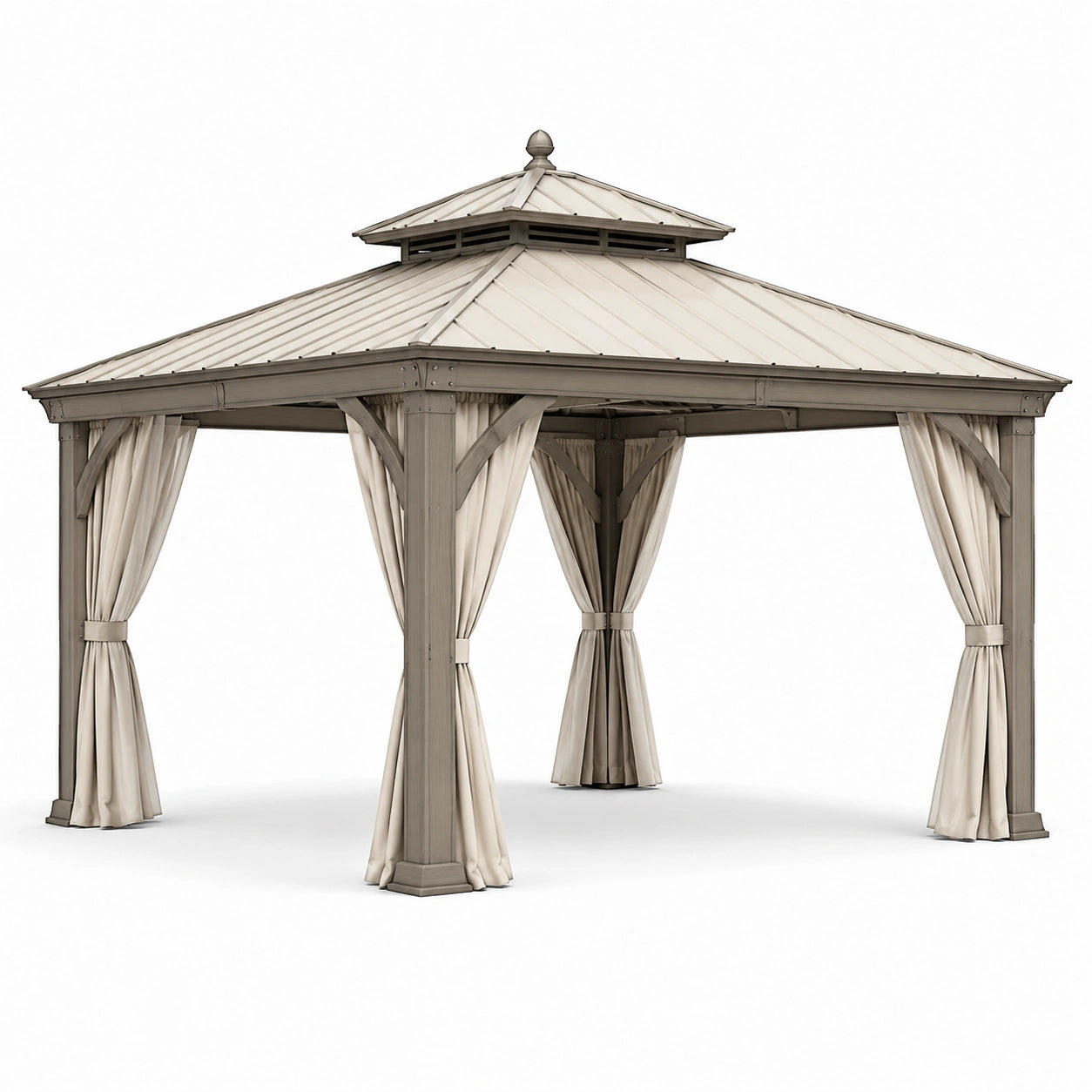 Pavillon Metallrahmen Polyesterstoff Beige 3x4m