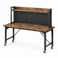 Werkbank Metall mit MDF-Platte und Rollen 140x60x90 cm