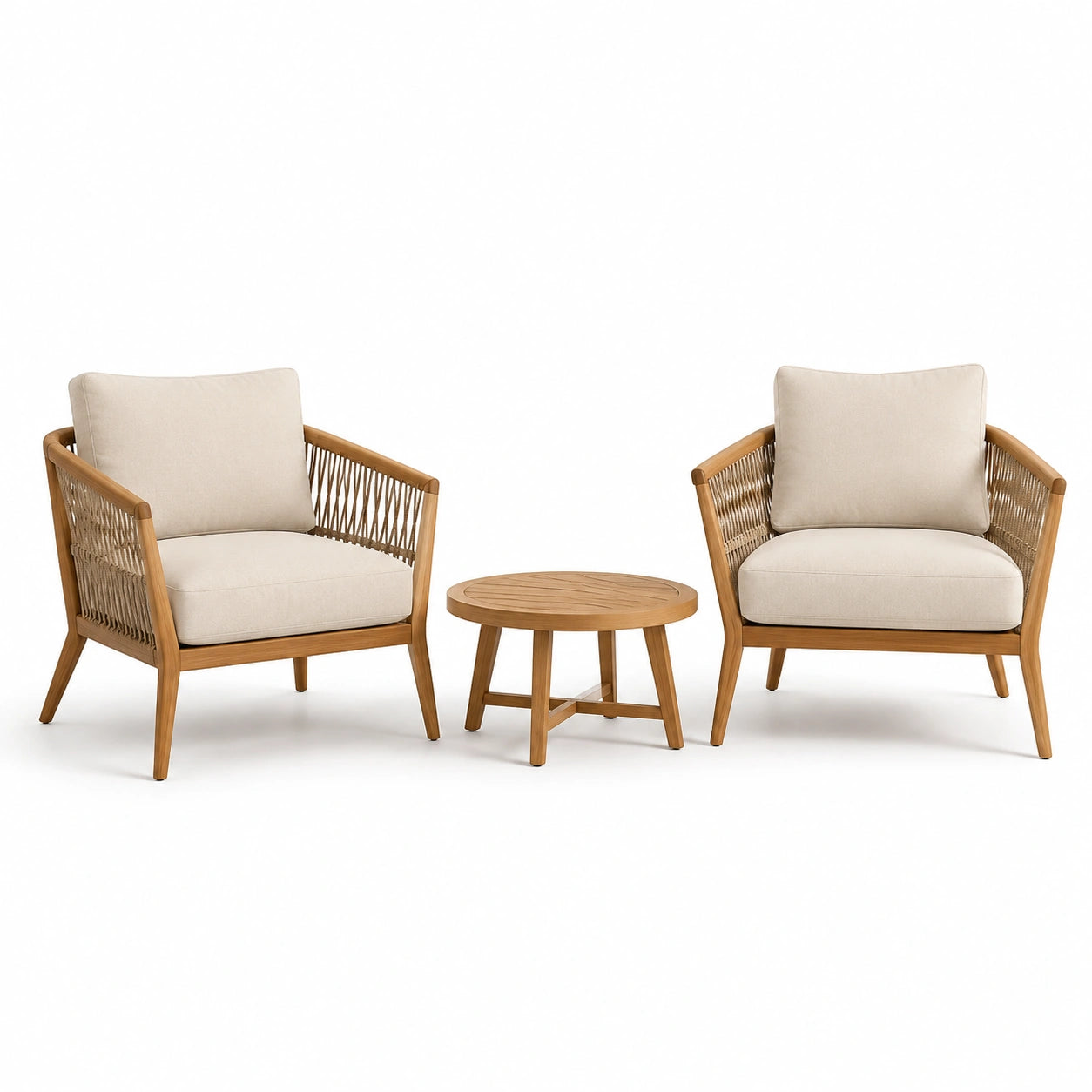 Gartenmöbelset aus Akazienholz und Polyestergewebe Beige
