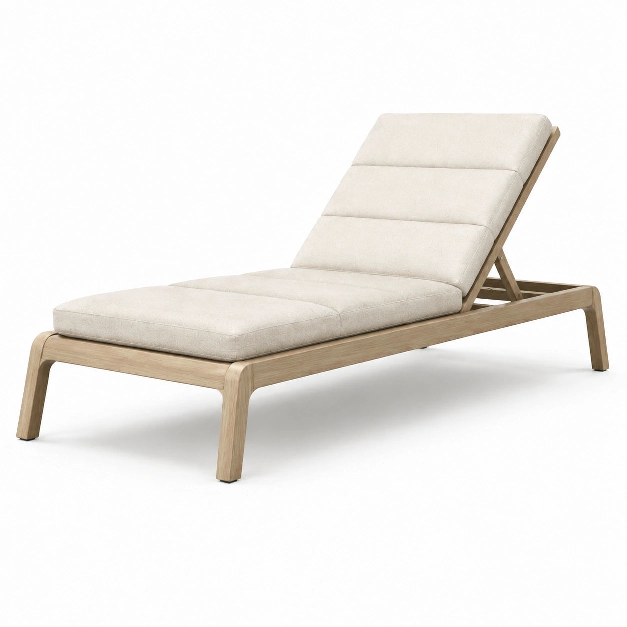 Verstellbare Gartenliege aus Teakholz mit cremefarbenem Polyester