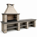 Grillkamin aus Naturstein mit Edelstahlrost Grau 200x60x150 cm