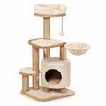 Kratzbaum aus Holz, Sisal und Polyesterplüsch Beige 115x60x40cm