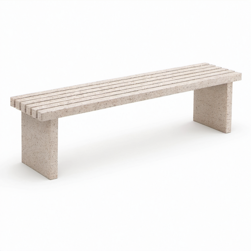 Betonbank rechteckig Beige 200x40x45 cm