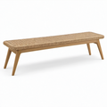 Holzbank mit Naturfaser-Geflecht Sitzfläche 160x40x45 cm