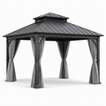 Gartenpavillon Metall mit Vorhängen Anthrazit 3x4m