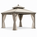 Pavillon Metallrahmen Polyesterstoff Beige 3x4m