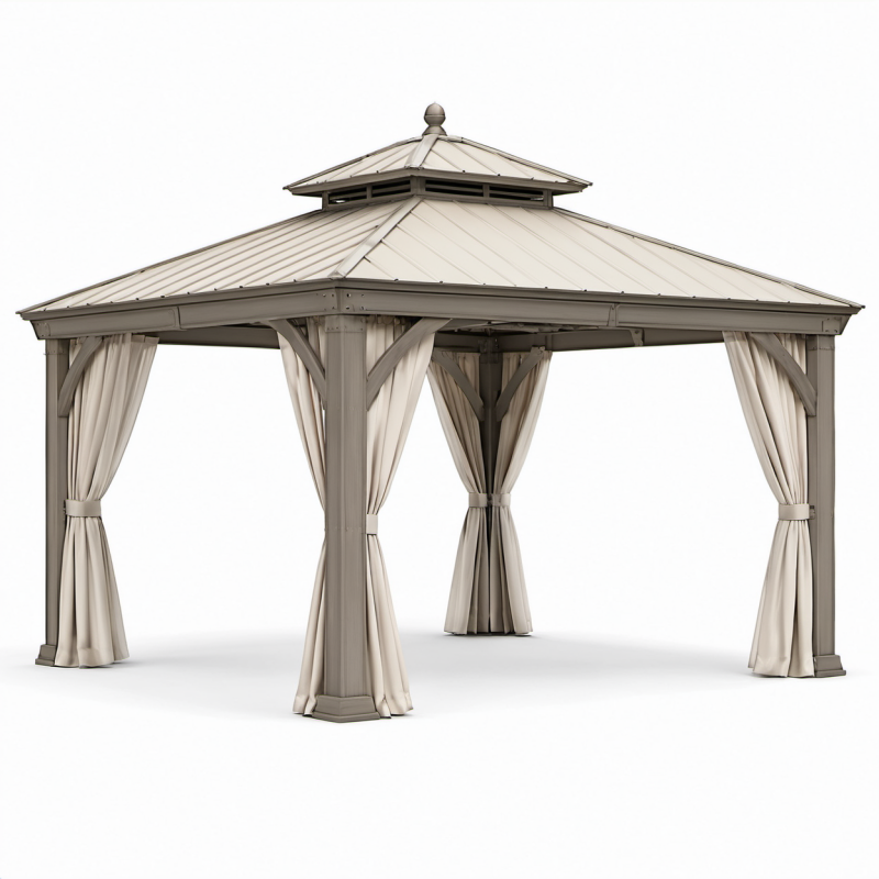 Pavillon Metallrahmen Polyesterstoff Beige 3x4m