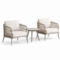 Aluminium Bistroset mit Polyesterseil, beige, 2 Stühle und Tisch
