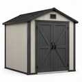 Gartenhaus mit Satteldach Kunststoff Grau Schwarz 200x150x210 cm