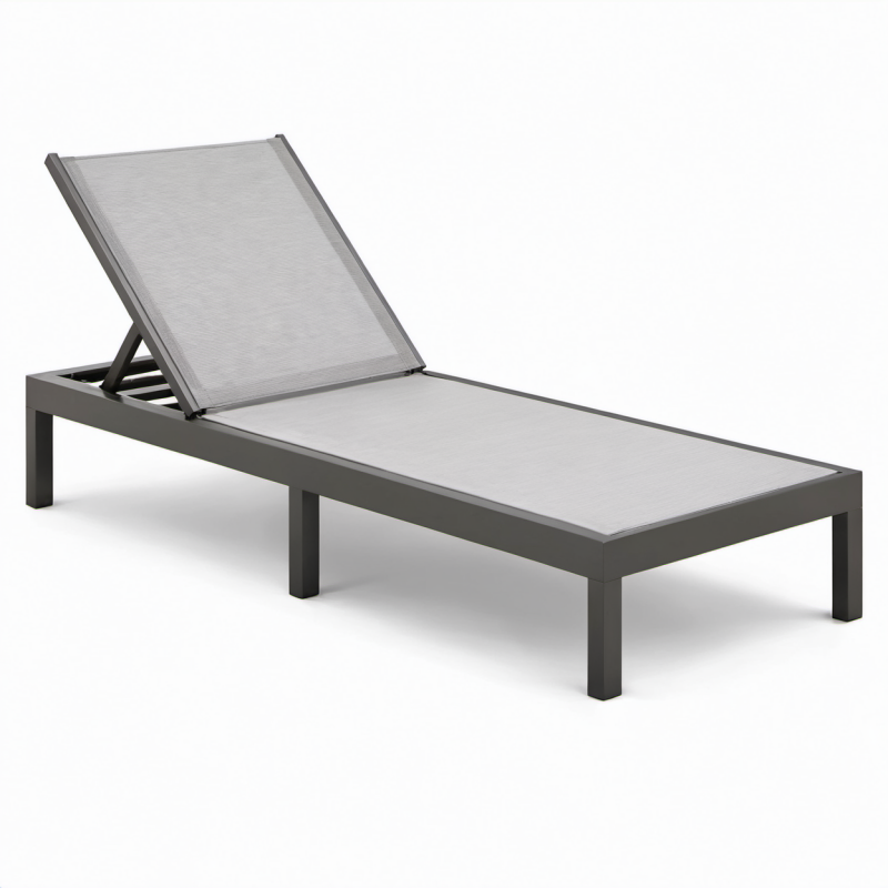 Sonnenliege Aluminium Textilgewebe Grau 200x65 cm