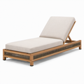 Sonnenliege mit Teakholzrahmen und Polyesterkissen Beige