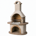 Grillkamin aus Stein und Edelstahl Beige