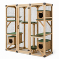 Holz- und Stahlgitter-Katzengehege Beige 200x100x210 cm